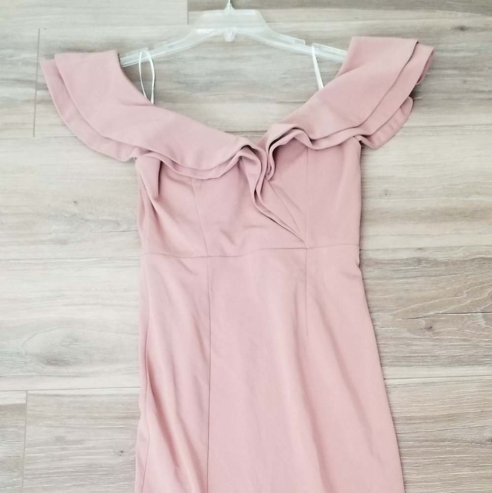 Mauve Ruffle Bardot Midi Dress